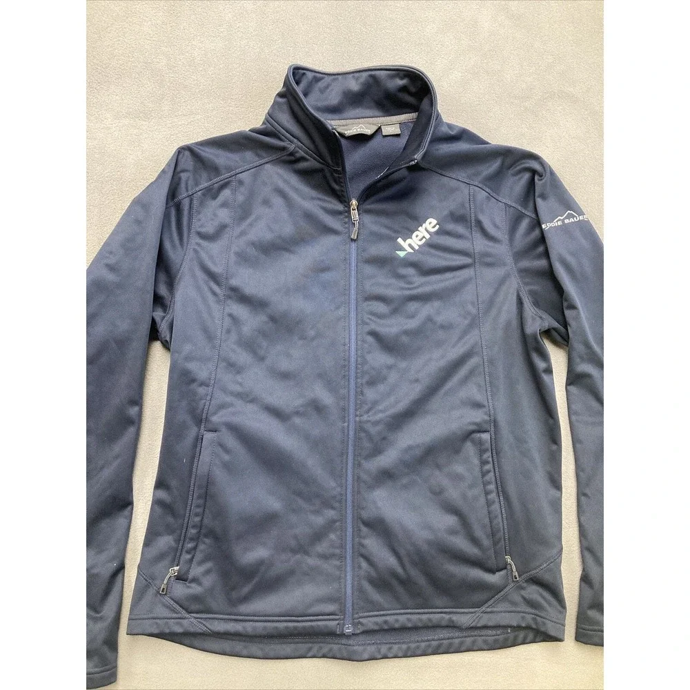 Eddie Bauer Trail Soft Shell Jacket. Navy Blue Mens Size L EB542 Full Zip